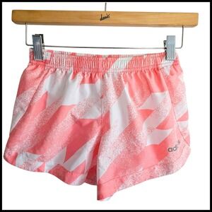 Adidas Running Shorts Athletic Gym‎ Activewear Pink White Pattern Kids M